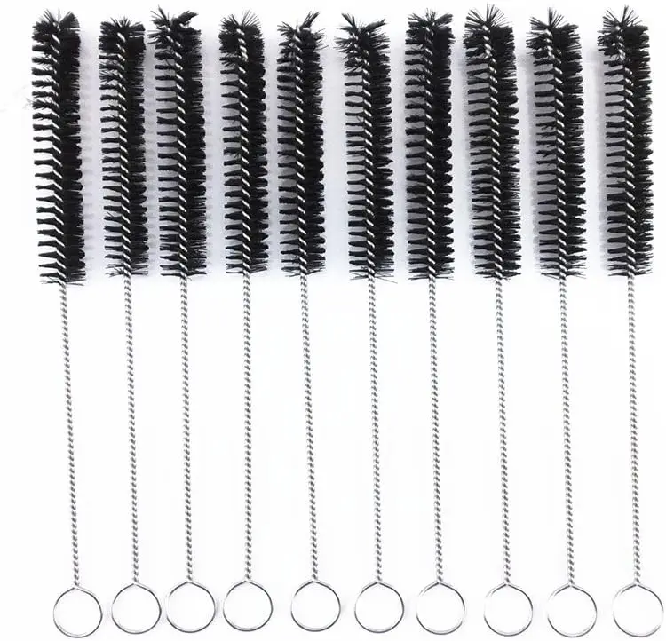 

10 Pack Nylon Tube Pipe Nozzle Brush 10mm with Wire Loop Handle for Cleaning Hard Reach Places