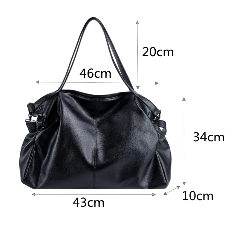 Bolsos de hombro negros grandes para mujer, bolso de hombro grande, Hobo Shopper, bolso cruzado de cuero suave de calidad de Color sólido, bolso de