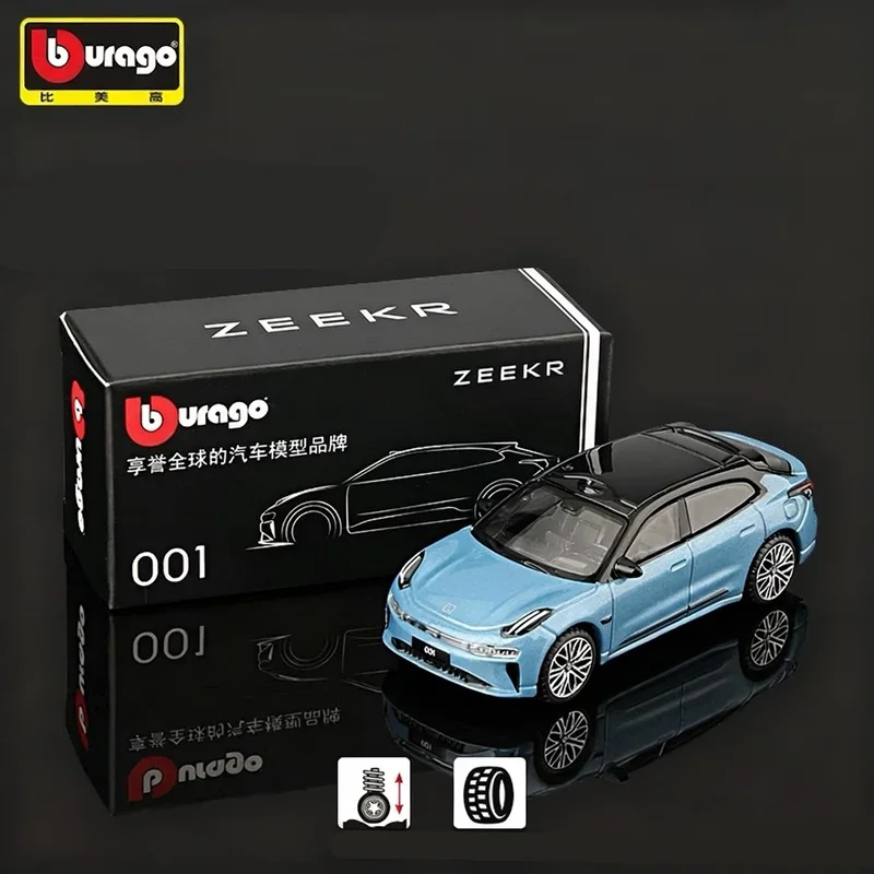Bburago 1:64 ZEEKR 001 FR Stazione in lega Carro Modello di auto sportiva Fonde sotto pressione Metallo Veicoli a nuova energia Modello di auto Simulazione Regalo per bambini