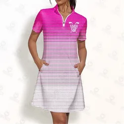 Golf Women's Gradient Printing Fashion Summer Sports Comfortable Quick Drying Short sleeve Dress tennis Tennis Dress Sportswear