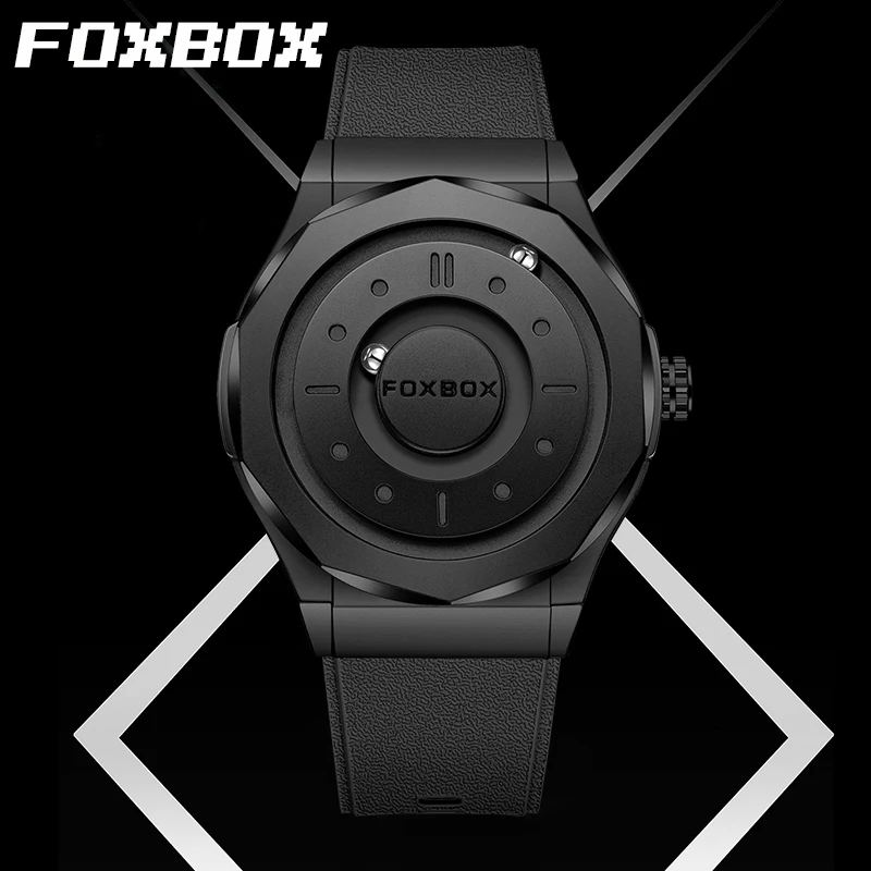 

LIGE FOXBOX уникальные кварцевые мужские часы с магнитным циферблатом, повседневные спортивные модные мужские часы, силиконовые прокрутки с бусинами, водонепроницаемые наручные часы
