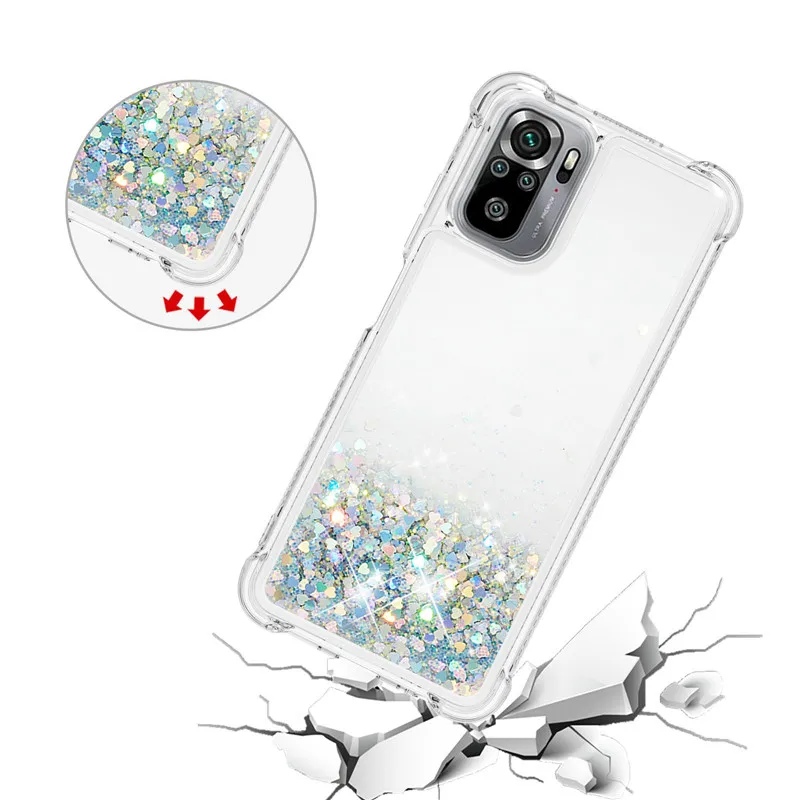 Glitter Quicksand Phone Case For Xiaomi Redmi Note 10 9 8 Pro 10S 9S 9T 4X Case Liquid Cover for Redmi 9T 10 7A 6 4X Cases Coque