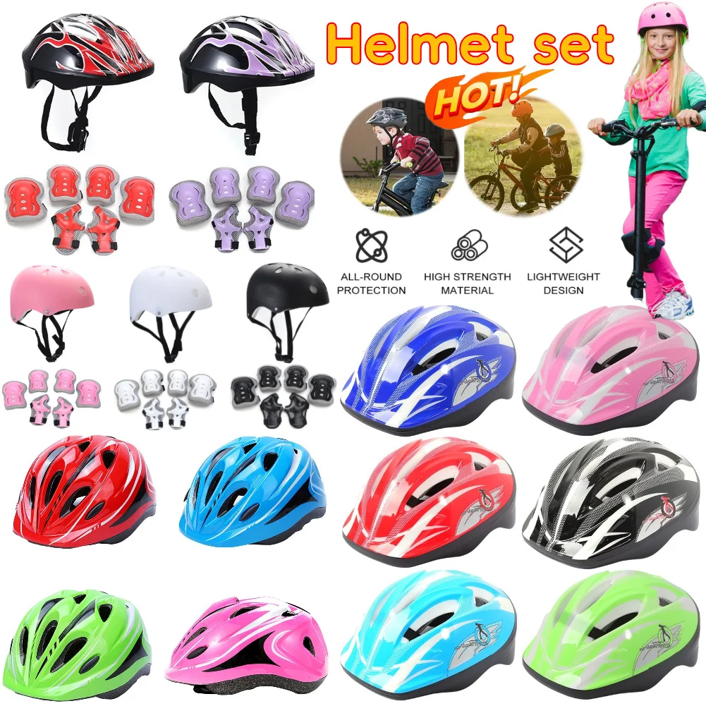 7Pcs/Set Helmet Set Safe Cycling Children Helmet With Knee …