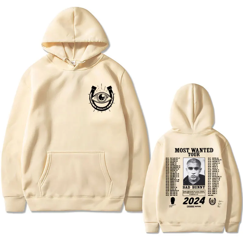 Hip Hop Rapper Bad Bunny 2024 Most Wanted Tour Hoodie Men's Nadie Sabe Lo Que Va A Pasar Manana Album Hoodies Casual Sweatshirt