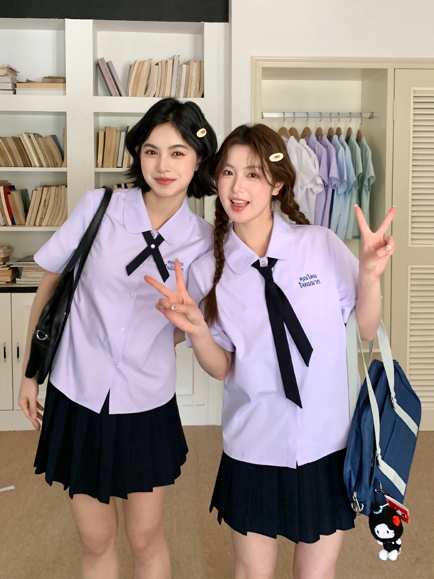 

Tokyo Annual Record JK orm ort Sve round Ne irt Purple School orm Set for Women Summer Student Outfit Polyes...