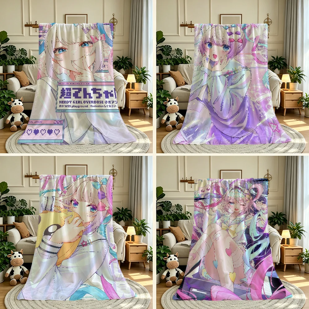 N-Needy Girl Cute O-Overdose Game Blanket Throw Super Cosy Plush Living Room Sofa Couch Childish Birthday Gifts