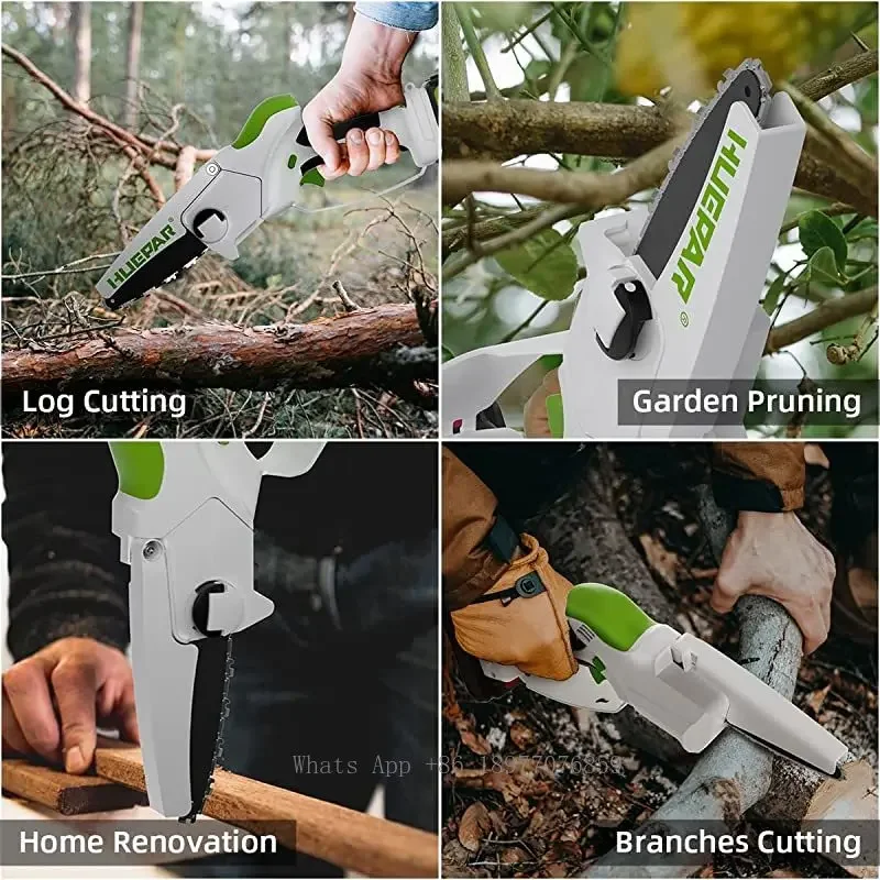 New Huepar CS061 Mini 6 Inch Portable Cordless Electric Chain Saw With Rechargeable Battery Security Lock