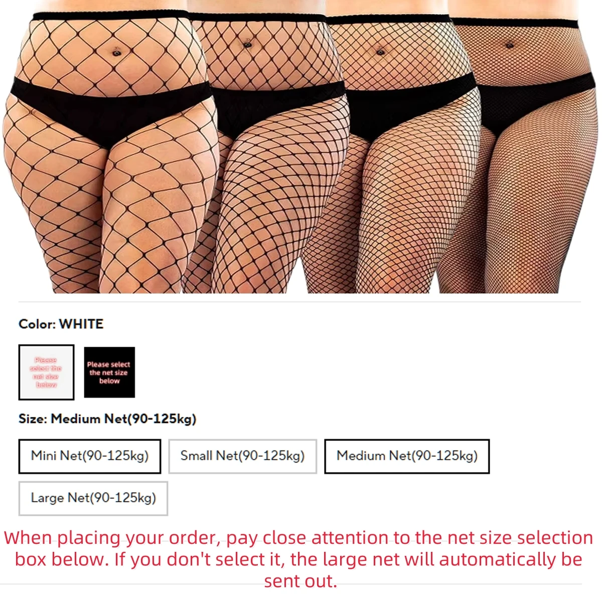 Women's plus Size Fishnet Pantyhose Sexy Black White Stretch Tights for Weight 90-125kg Height 160-180cm Stockings image 2