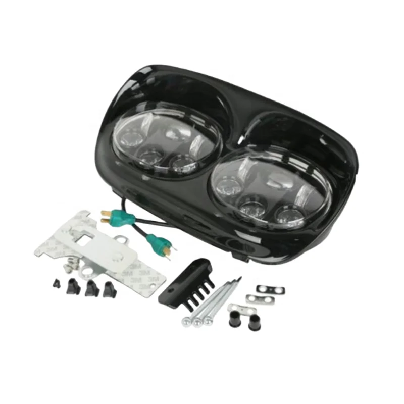 Motorcycle Dual LED Projector Daymaker Headlights Assembly For Harley Davidson Road Glide 98-13