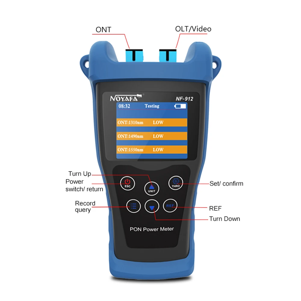 NOYAFA NF-912 PON Optical Power Meter Handheld Fiber Optic Power Meter 1330nm/1490nm/1550nm OTDR Tester with SC Port