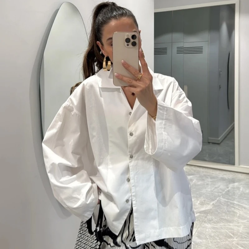 

TARUXY Loose Casual Shirt Women's 2026 Spring Summer New Lapel Single-Breasted Solid Commuting Fashion Long-Sleeved Shirt Female