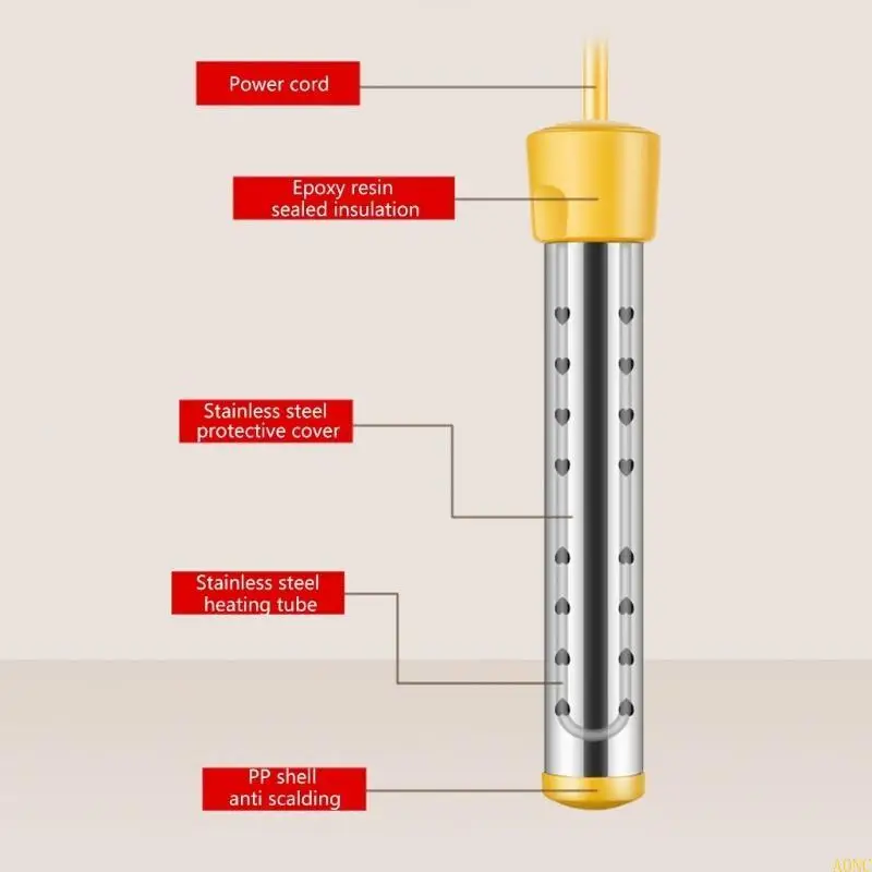 A0NC Calefacción rápida Calentador agua eléctrico 1500W Adecuado para piscinas y bañeras