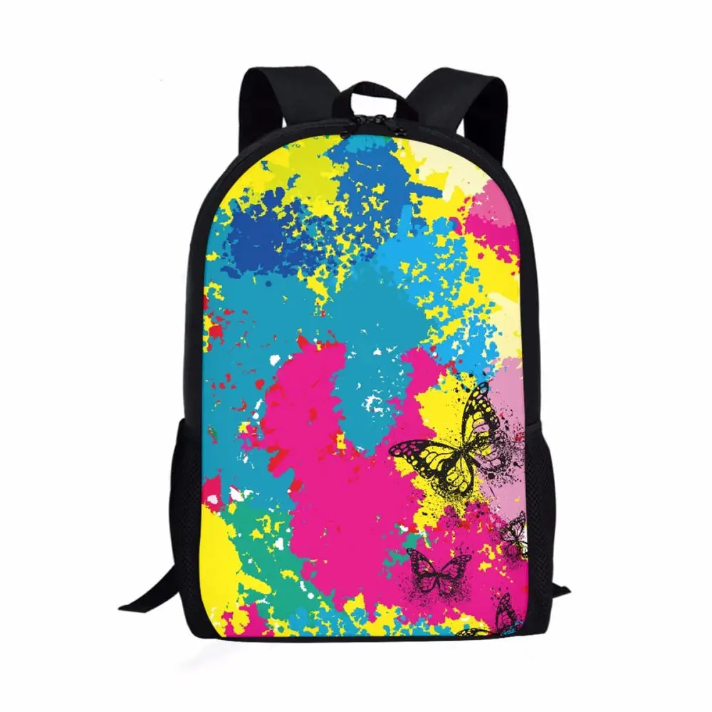 Grande capacidade abstrata arte graffiti impressão mochila, saco de escola multifuncional para meninos e meninas, saco de viagem para adolescentes, 16"