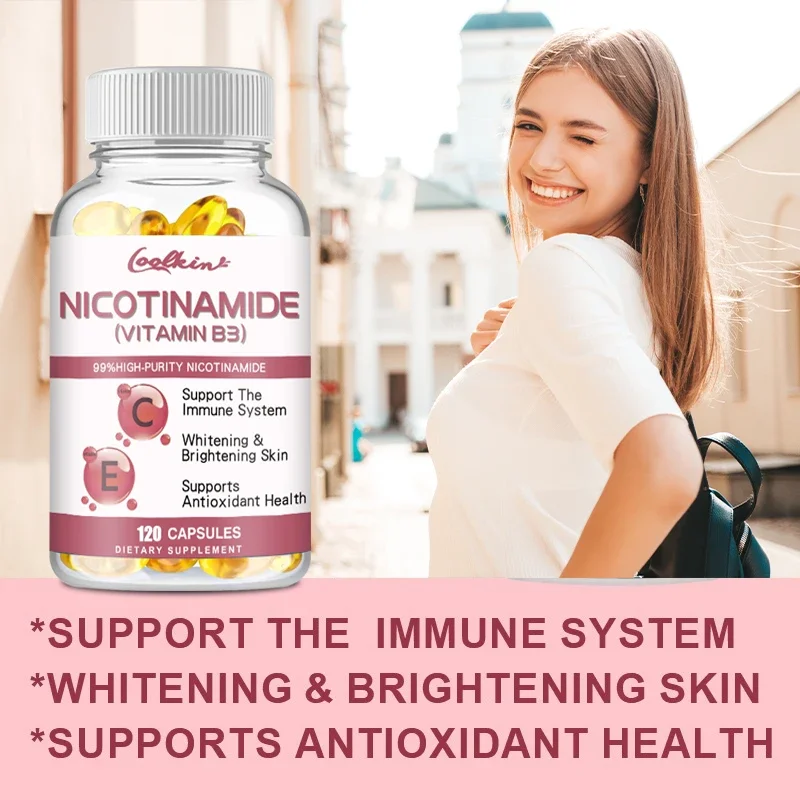 Niacinamide Whitening Capsules Contains Vitamin B3 CE, Dietary Supplement, Non-GMO