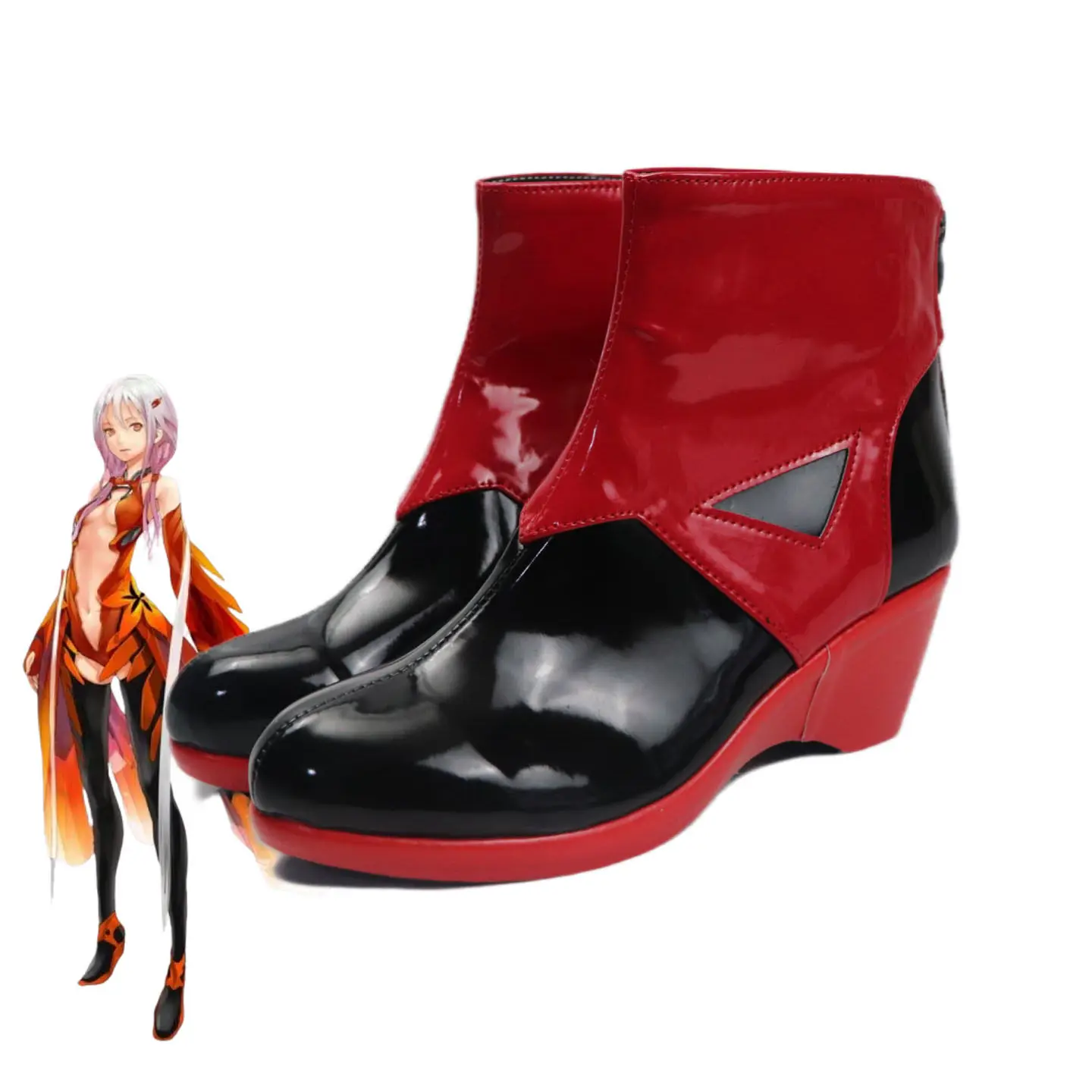Anime Guilty Crown Yuzuriha Inori Cosplay Shoes Red Short PU Leather Boots For Halloween Carnival