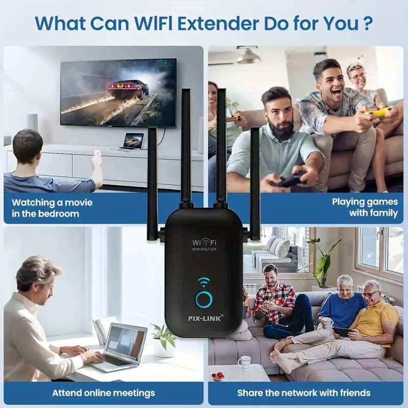 PIX-Link 1200M Dual Band Wi-Fi Router, Faster Wi-Fi with MU-MIMO,Easy setup, WiFi Range Extender with 4 Antennas, AC35