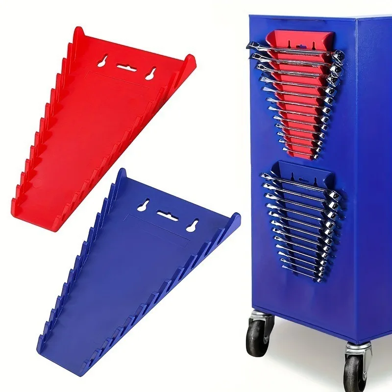 2pcs Magnetic Wrench Organizer Rack 12 Slots Spanner Storage Tray Holder Plastic Tool Sorter for Garage Workshop Toolbox