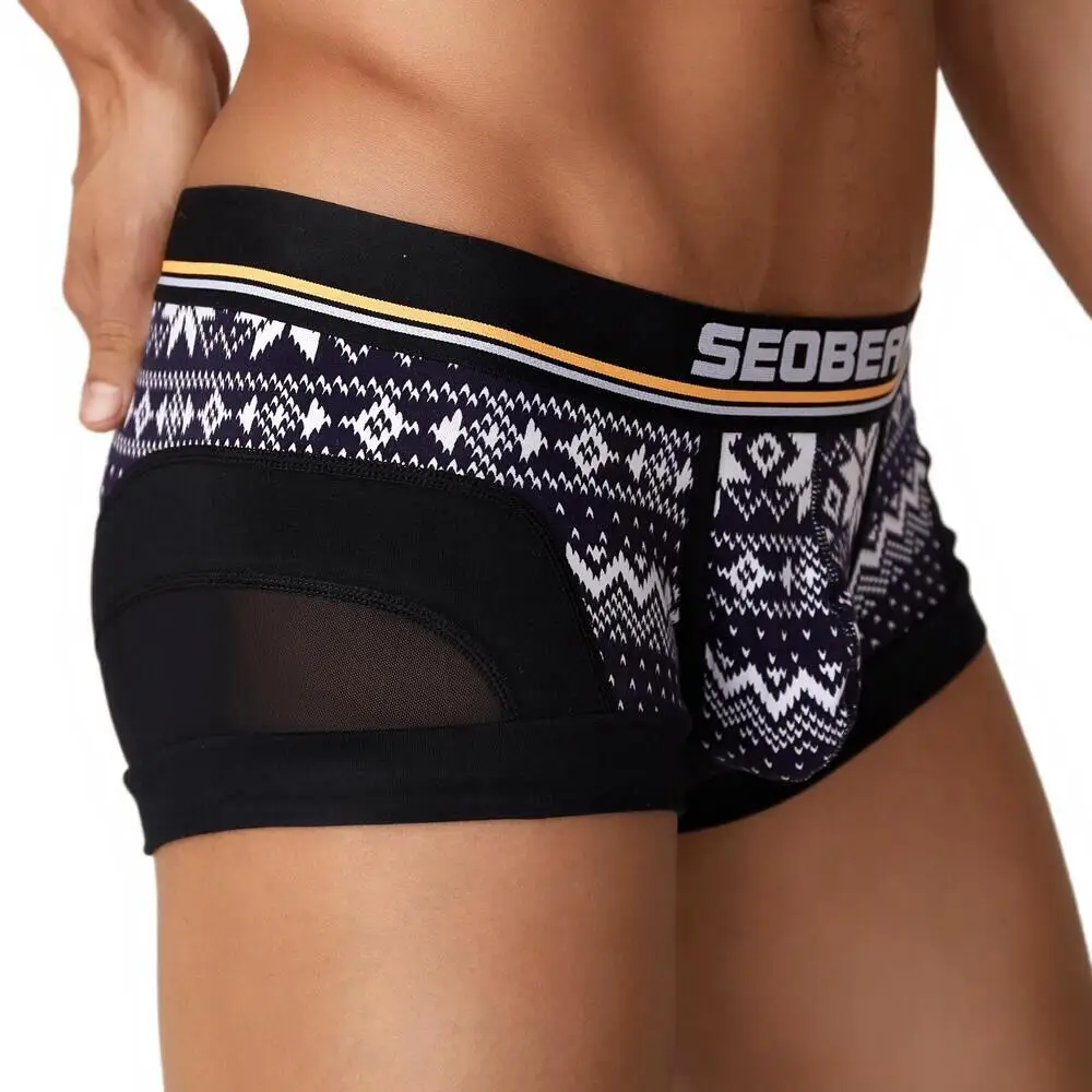 SEOBEAN Mens Underwear Boxers Briefs Fashion Patchwork Boxershorts Men Underpants Boxers Panties for Men