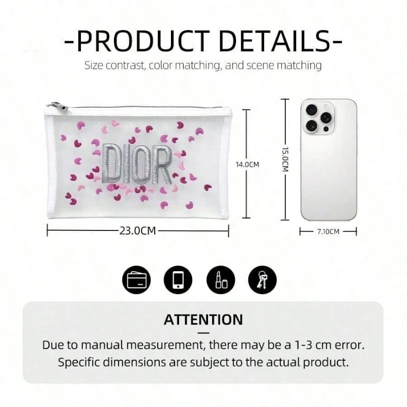 Christian Dior bag Limited Edition White Gold Embroidery Makeup Bag Large Capacity Travel Wash Bag Luxury Holiday Gift For Women view 6