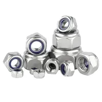 10pcs Nylon Locknut 304 Stainless Steel Hex Hexagon Lock Nut M3 M4 M5 M6 M8 M10 M12 M16 Slip Nuts Insert Self-locking Lock Nut