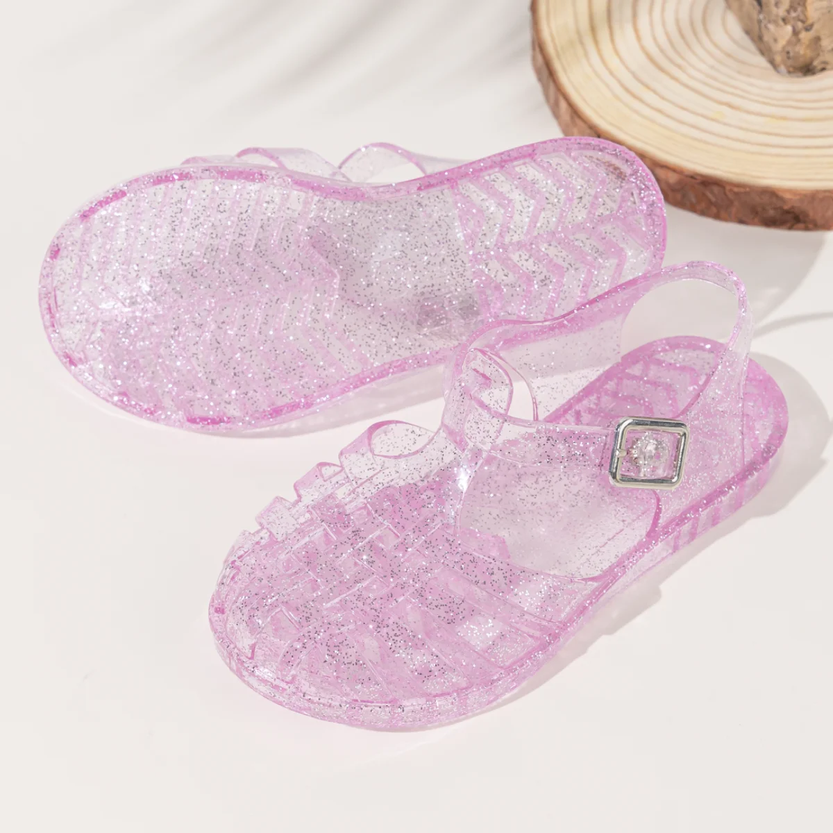 الصيف تنفس أزياء الكرتون طباعة بارد غرامة بريق الترتر هلام الأحذية قابل للتعديل PVC الفتيات الصنادل #3