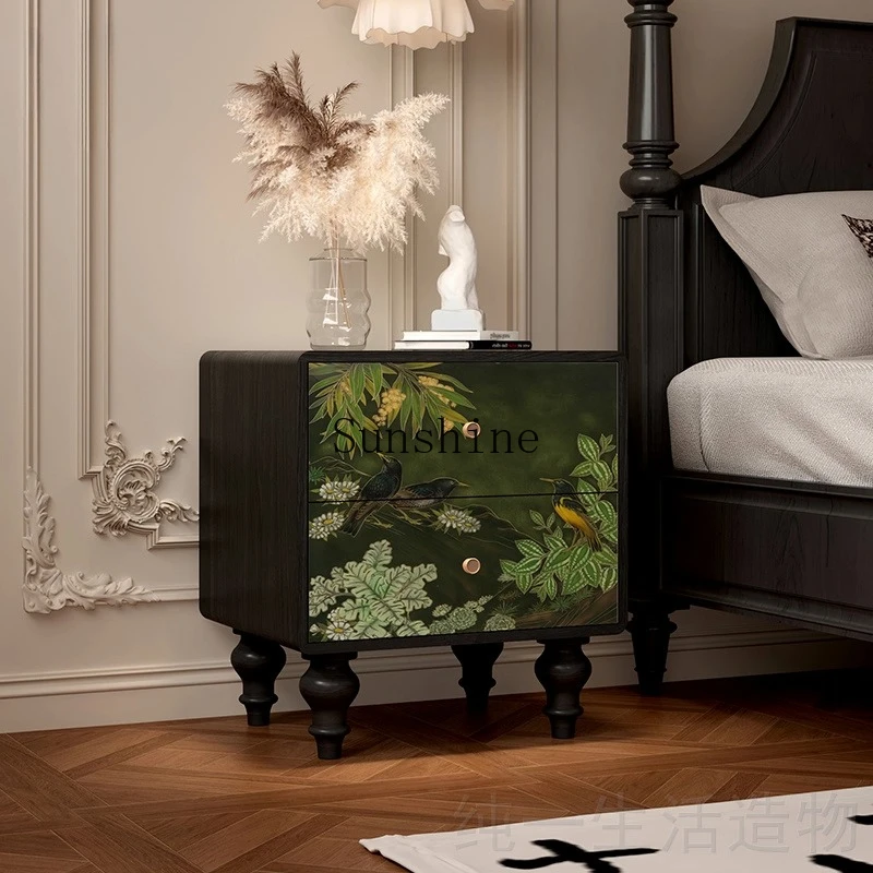 

American retro solid wood bedside table bedroom storage locker