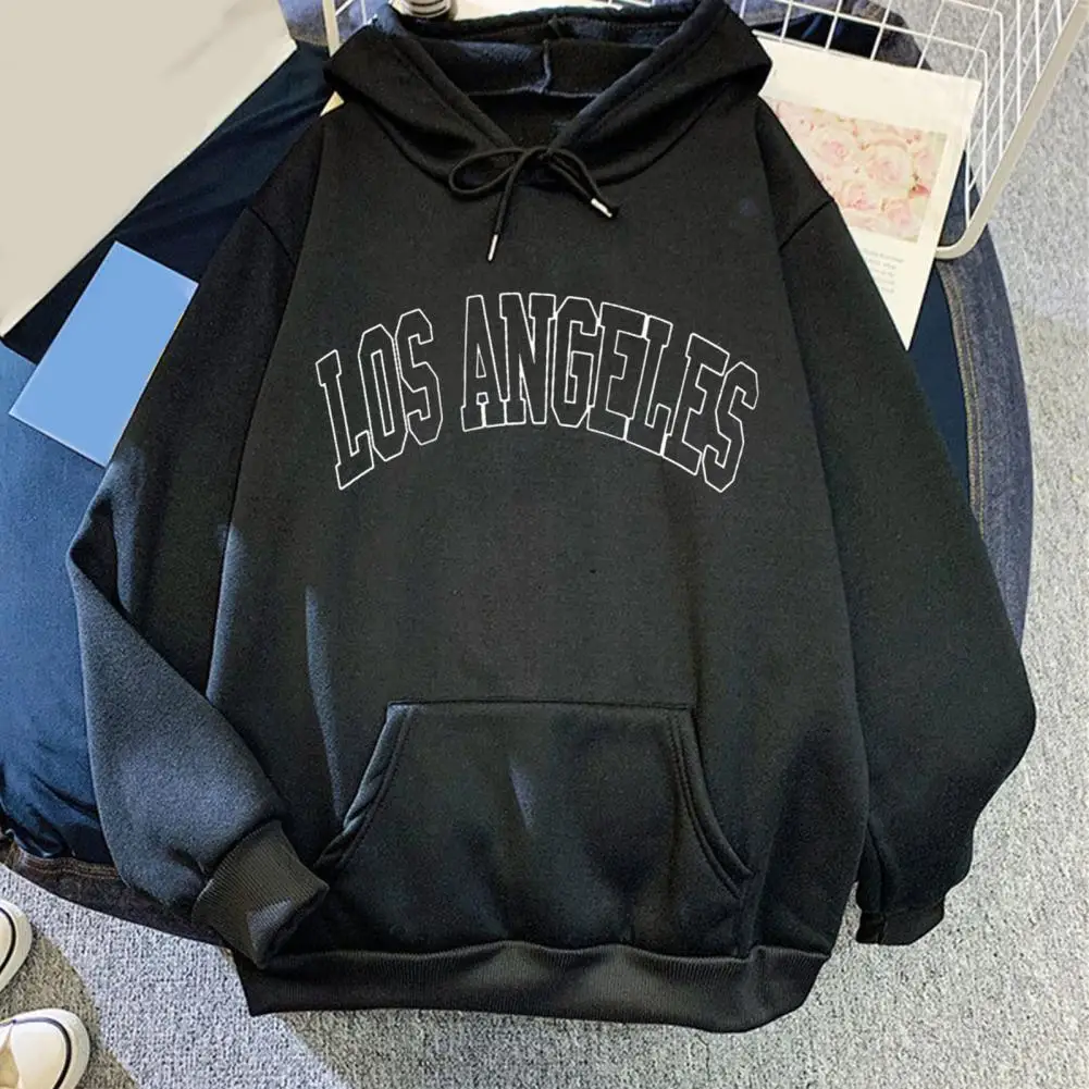 Men Hoodie Los Angeles Fashion Sweatshirts Letter Printed Harajuku Hooded Pullover All Match Loose Leisure Student Girls Hoodie