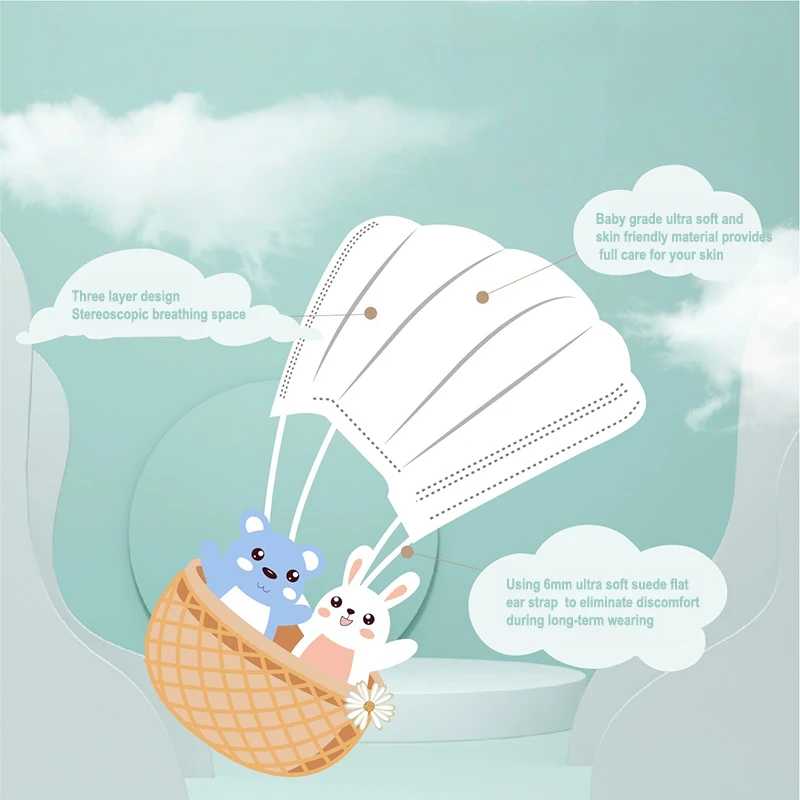 100PCS Cartoon Child Disposable Face Masks Kids Filter 3 Layer Protective Cover Children  Anti-dust mask  individual package