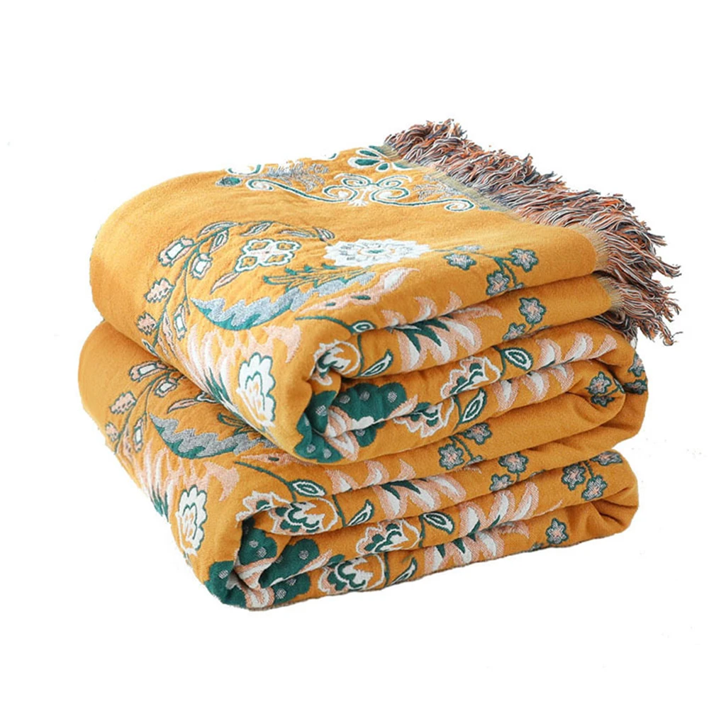 Double-Sided Jacquard Yarn-Dyed Sofa Towel, Cover Blanket, Cotton Gauze, High Quality, Four Seasons