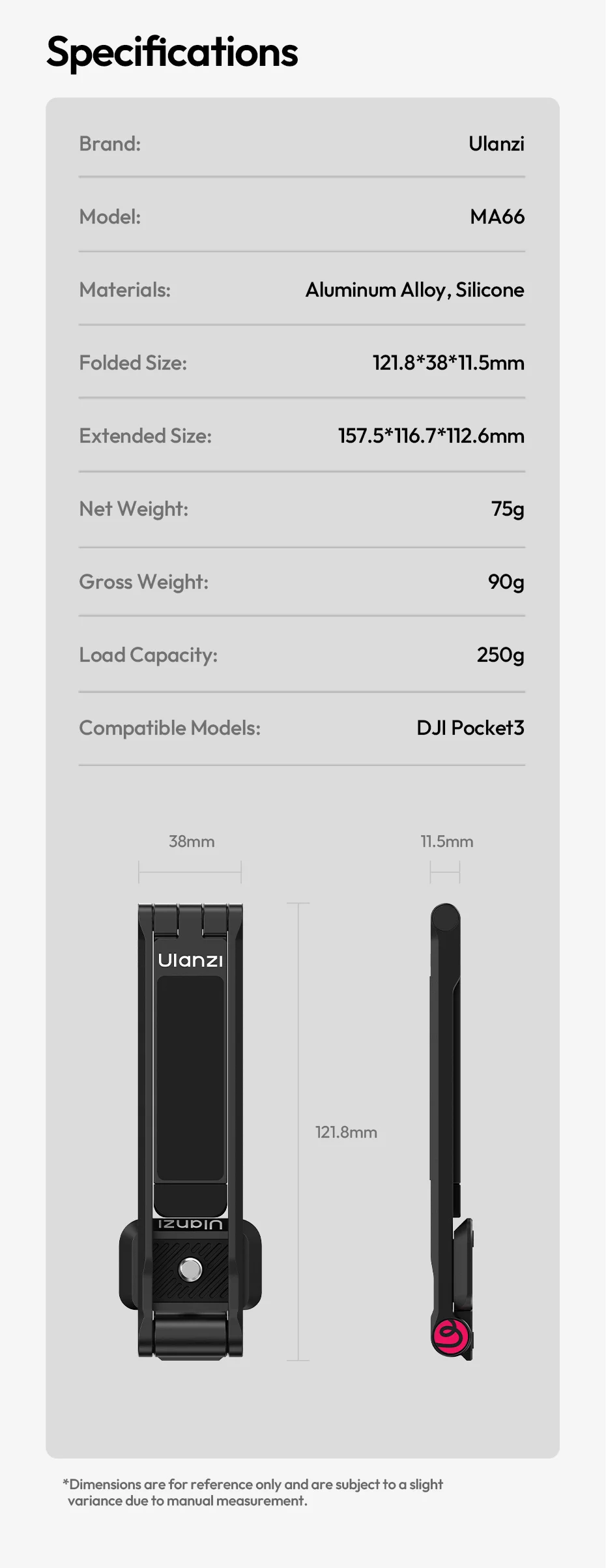 � Ulanzi MA66 Magnetisches Schnellwechsel-Stativ für DJI Pocket 4/4p/3, faltbarer Selfie-Stick-Griff-Stativ mit verstecktem Haken für Reisen – Detail 16