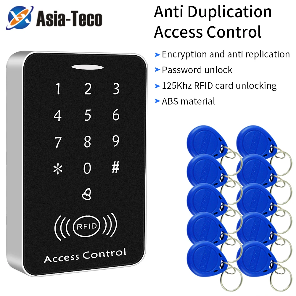 Anti Duplication Encrypted RFID Access Control System Keypad with Wiegand Output Interface Anti-copy Reader+10pcs 125Khz EM Card