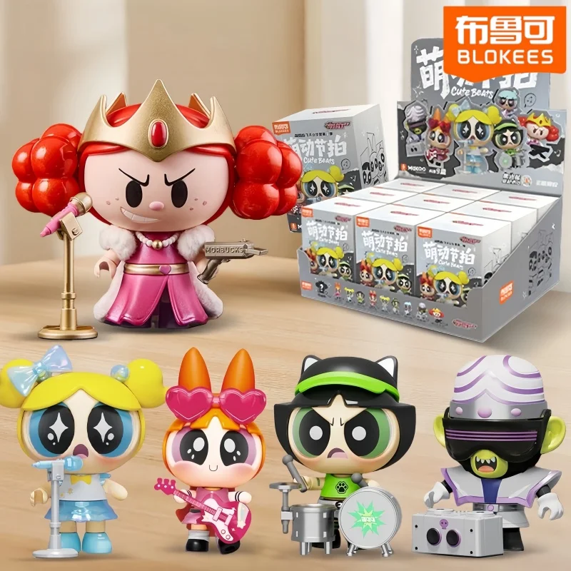 

Genuine BLOKEES The Powerpuff Girls Cute Beats Mokoo Series Figurine Classic Blossom Buttercup Bubbles Premium Collection Gifts