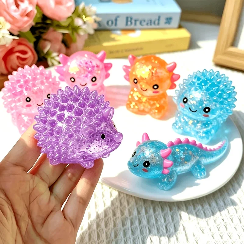 1-Pack children's party stuffed toys, random style. Cute Mexican salamander and hedgehog maltose pinch candy toy, slow rebound decompression and decompression toy, beautiful appearance. Ideal for classroom rewards (random color and style)
