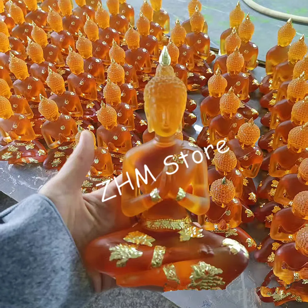 

18 см смола Таиланд Индийский сидящий синий/оранжевый/белый цвет статуя Будды фигурки, украшения для дома/офиса
