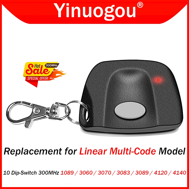 Linear Multi-Code Remote Control Garage Door Opener Linear 3089 3060 3070 4120 MCS308911 10 DIP Switch 300MHz Barrier Keychain