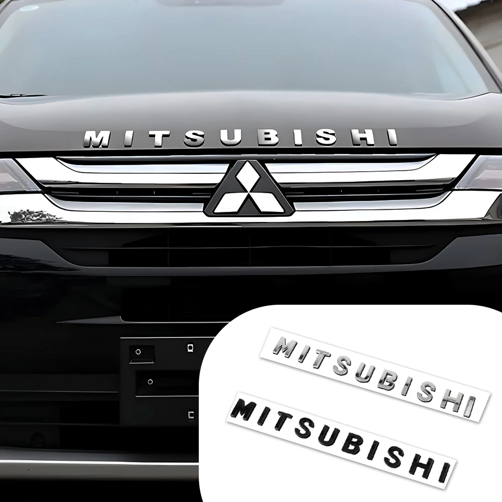 3D ABS Car Front Hood Letter Logo Badge Styling Sticker For Mitsubishi Ralliart Lancer EX Outlander 3 Pajero 4 Galant ASX L200