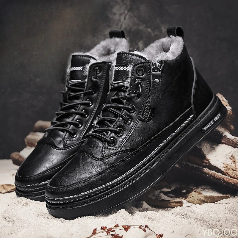 Autumn new fashionable versatile men's shoes high top boots thick sole height increasing wear-resistant casual trend men's shoes