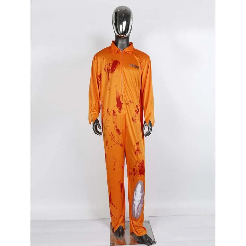 Forniture per travestimento Bloody galeel Orange salopette da uomo costume da prigioniero