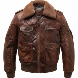 Giubbotto bomber in pelle trapuntata da uomo vintage aviatore