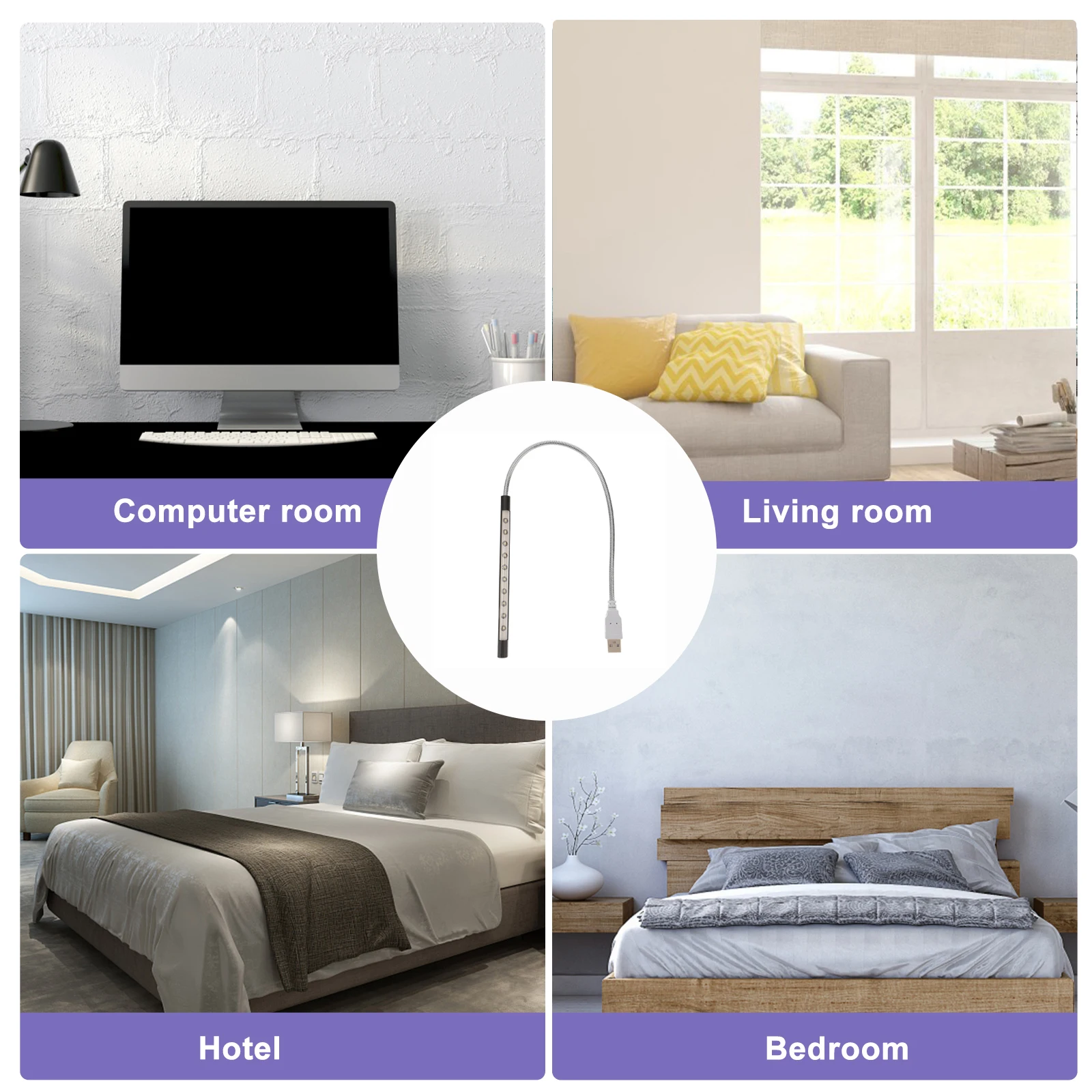 

2pcs Usb Light 10-Led Flexible Neck Portable Night Lamp For Computer Keyboard Super Bright White Lighting Atmosphere Usb Lamp