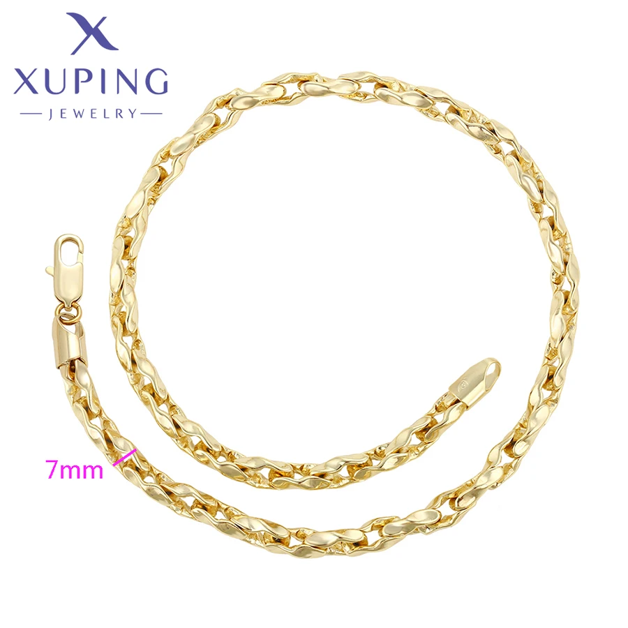 Xuping Jewelry New Arrival 45cm Simple Copper Alloy Necklace of Light Gold Color Women Exquisite Gift X000826085