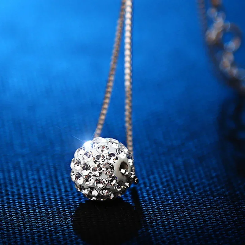 S925 Sterling Silver Diamond Zirconia 10mm Ball Pendant Necklace Box Chain Wedding Luxury Jewelry Free Shipping Offer