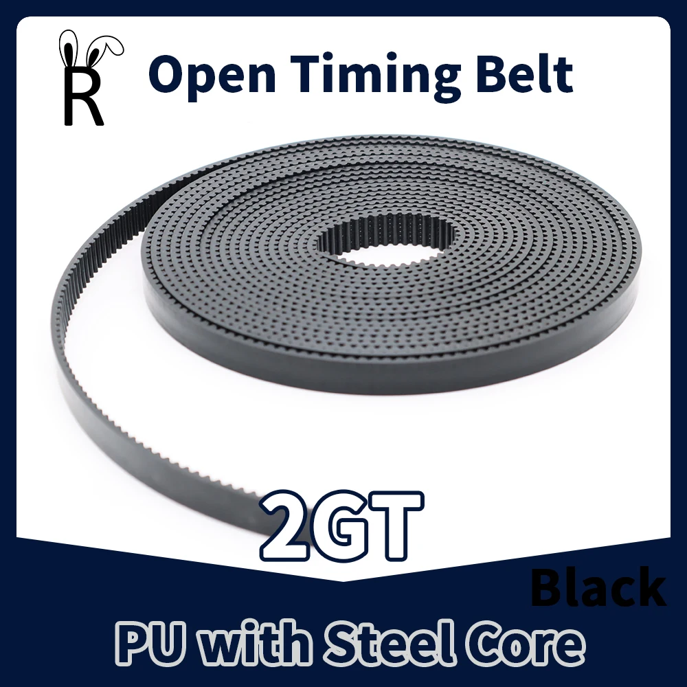 

Polyurethane Steel PU GT2 Open Synchronous Belt 2GT Timing Belt Width 5/6/9/10/15mm 2MGT 3D Printer Open Belt PU with Steel Core