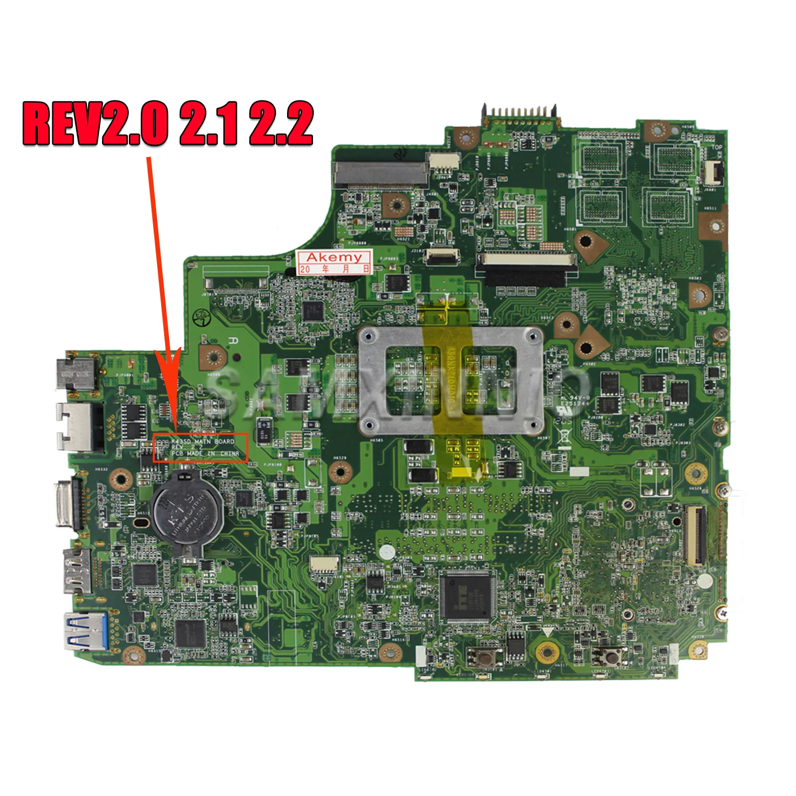 Imagem -03 - Samxinno K43sd Principal Placa Rev2.0 2.1 2.2 para Asus K43e K43sd A43e P43e Placa-mãe de Laptop Hm65 Pga989 100 Trabalho