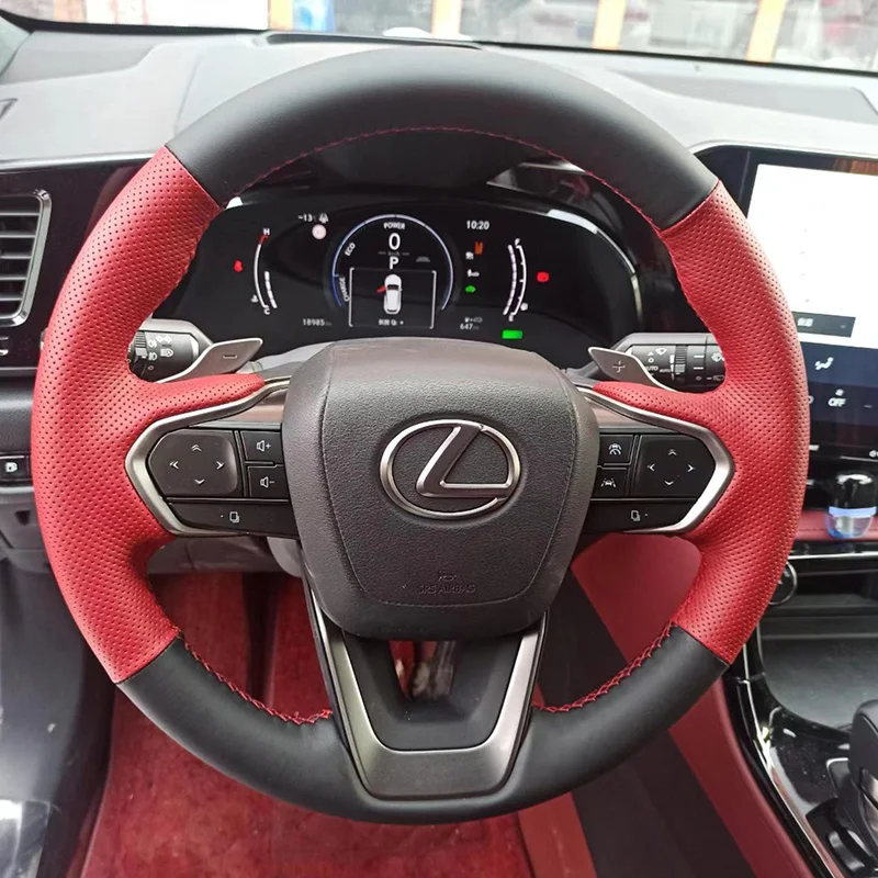 For Lexus 2022-2023 NX NX200T NX260 RX330 RX350h Hand Sewn Needle Thread Car Steering Wheel Cover Accessories Genuine Leather