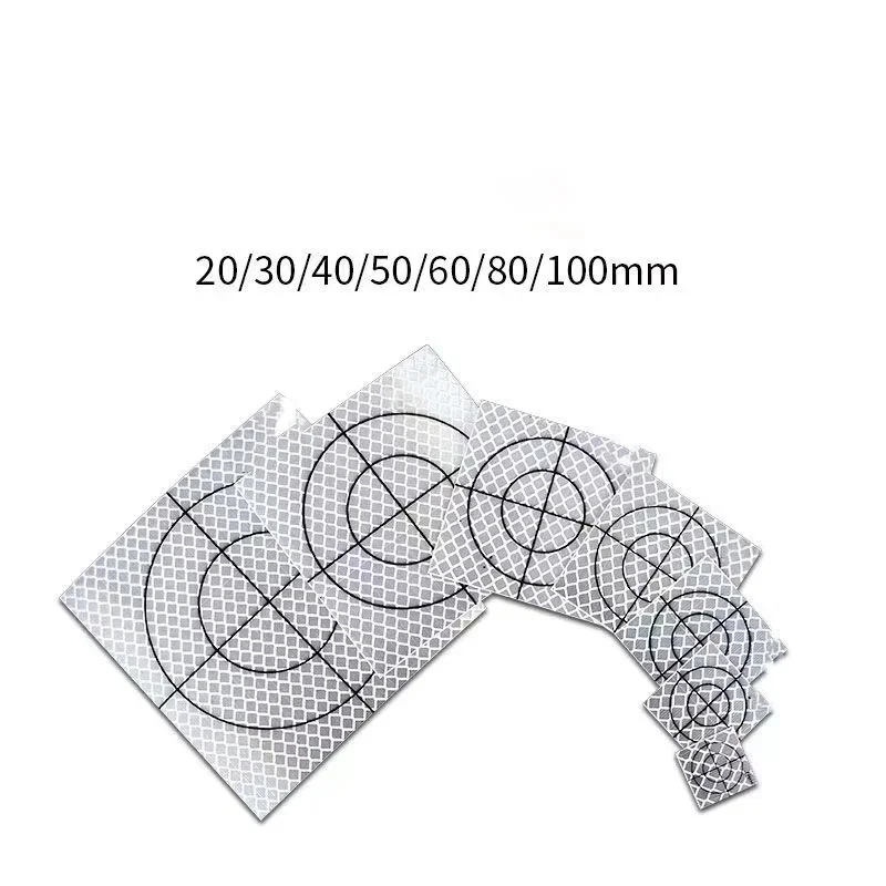 New 100pcs Reflector Sheet 60x60mm 20 30 40 50 mm For Total Station Surveying Reflective Sticker