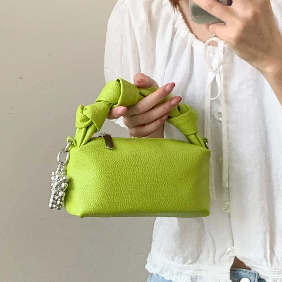 

Pendant Decor Design Handheld Small Square Bag For Women Fashionable Crossbody Bag High Quality Versatile One Shoulder Bag Green