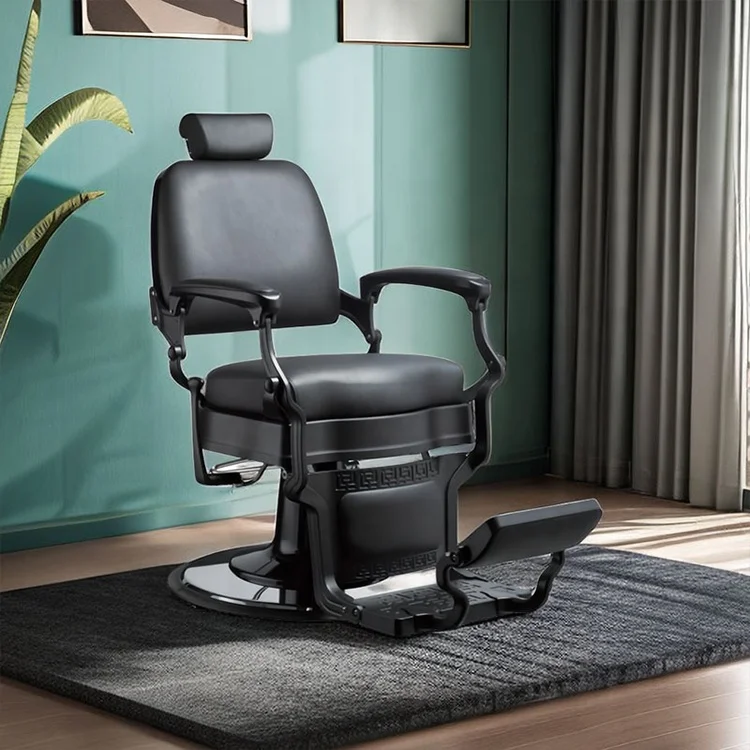 

High End Classic Black Pu Leather Barber Chair Heavy Duty Hairdressing Styling Chair Men Saloon Chair