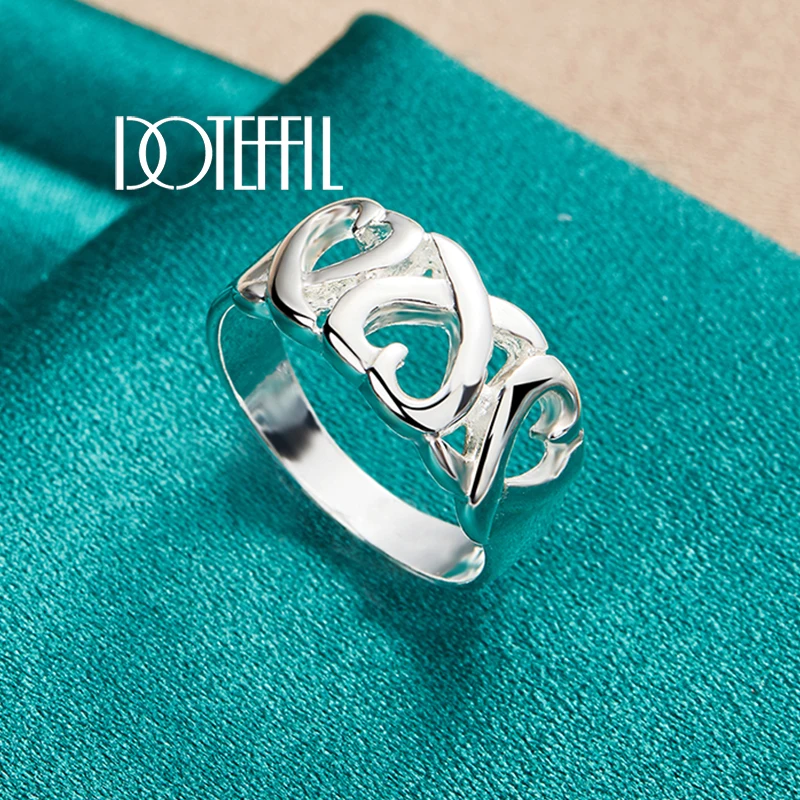 DOTEFFIL 925 Sterling Silver Love Heart Ring For Woman Wedding Engagement Party Fashion Charm Jewelry