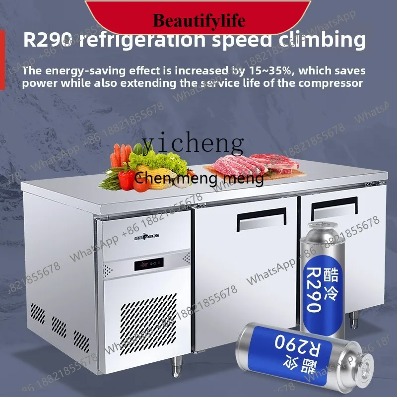 

Рабочая станция-холодильник z189 из нержавеющей стали, специальный холодильник для кухни, водный бар, коммерческий холодильник для кафе и магазинов молочного чая, плоский морозильник